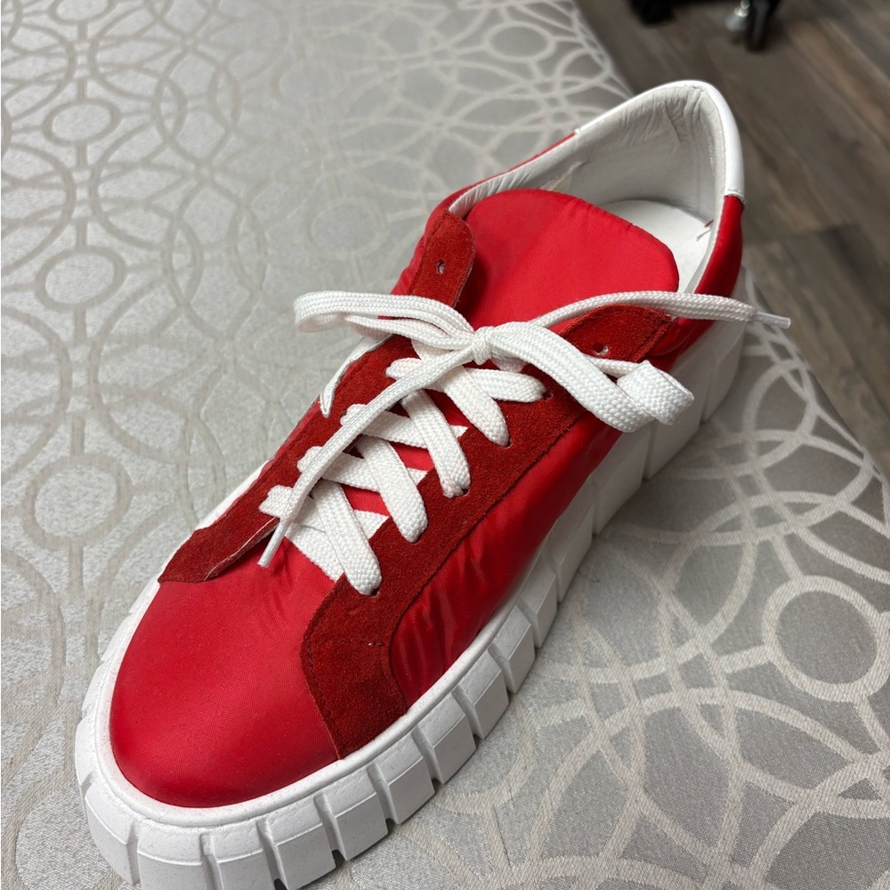 Red and White Platform Sneaker